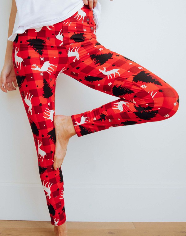 Perfect Fit Leggings - Plaid Reindeer