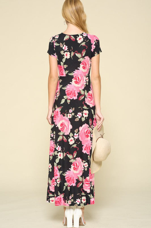 Take Me Away Floral Maxi Dress - Black