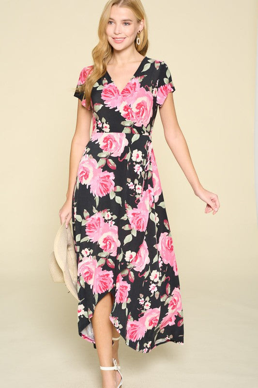 Take Me Away Floral Maxi Dress - Black