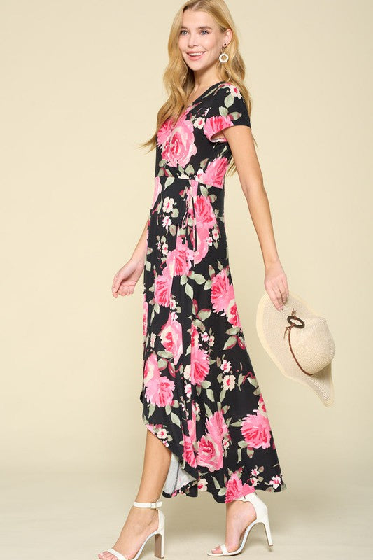 Take Me Away Floral Maxi Dress - Black