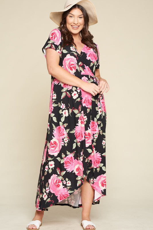 Take Me Away Floral Maxi Dress - Black