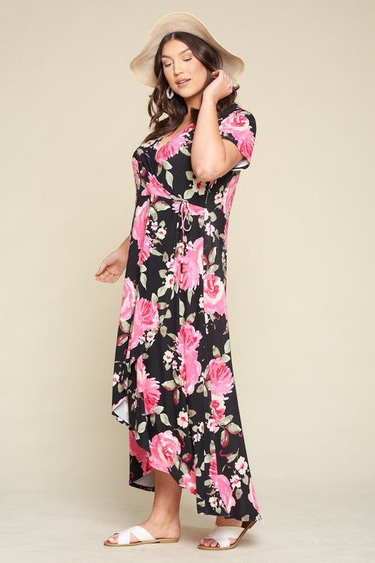 Take Me Away Floral Maxi Dress - Black