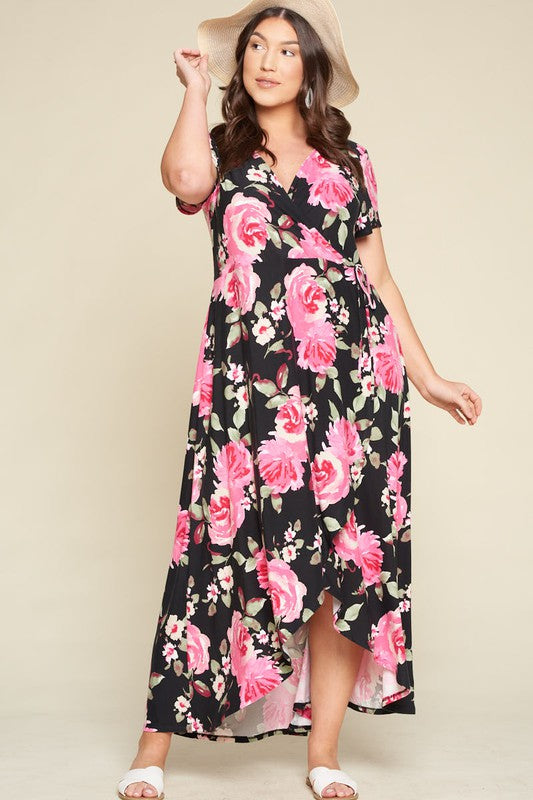 Take Me Away Floral Maxi Dress - Black