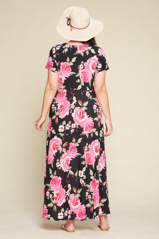 Take Me Away Floral Maxi Dress - Black