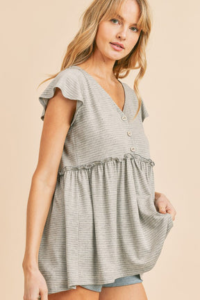 Time After Time Babydoll Top - Grey
