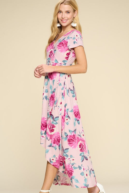 Take Me Away Floral Maxi Dress - Blush