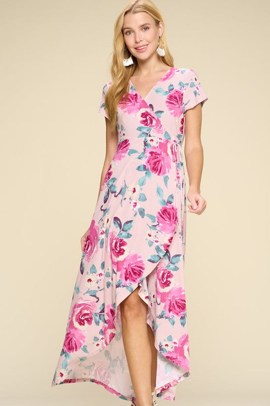 Take Me Away Floral Maxi Dress - Blush