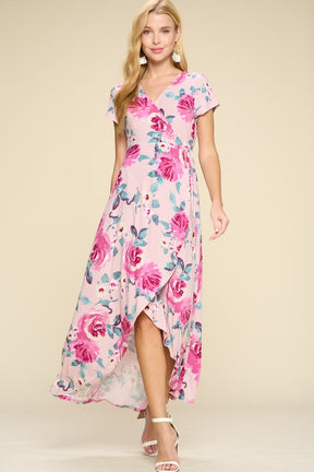 Take Me Away Floral Maxi Dress - Blush