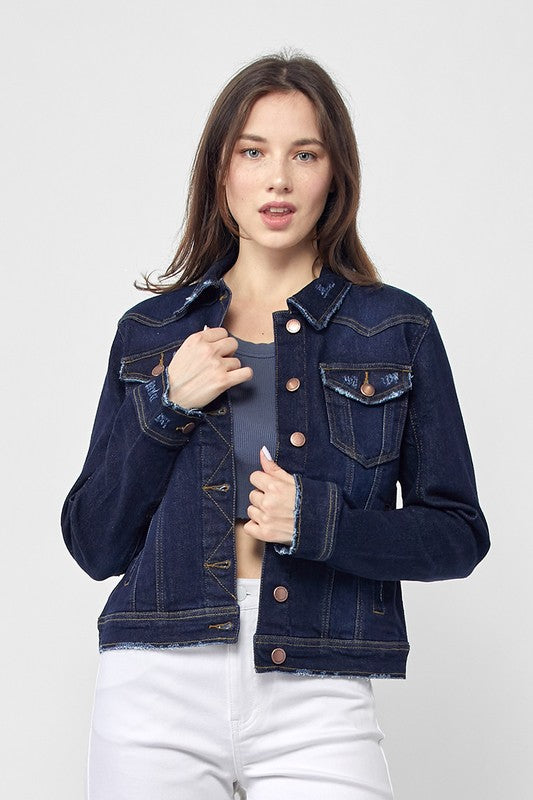 Forever and Now Classic Denim Jacket - Dark Wash