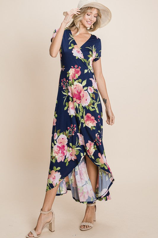 Take Me Away Floral Maxi Dress - Navy