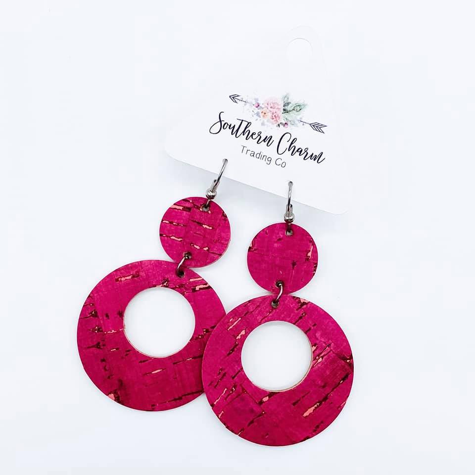 Itty Bitty Double O Earrings - Hot Pink