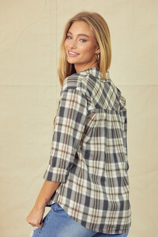Just A Glimpse Button Down - Olive