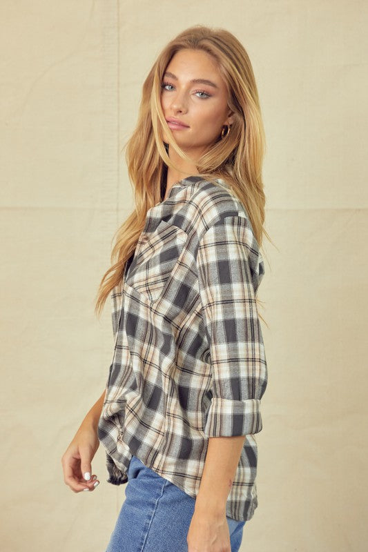 Just A Glimpse Button Down - Olive