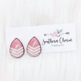 Big as Texas Blush & Cream Chevron Teardrop Earrings