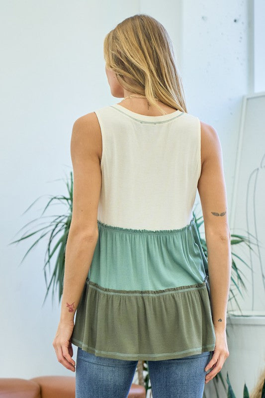 Love Is What I Got Tiered Tank - Seagreen/Olive