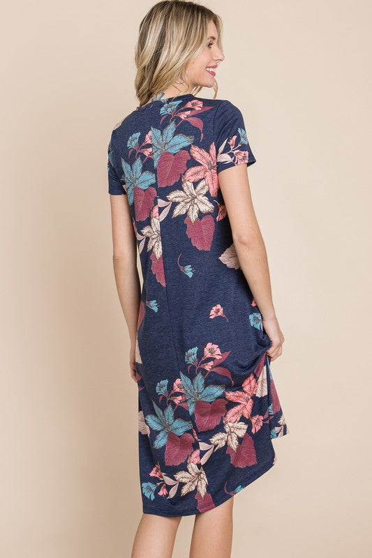 Take A Time Out Dress - Navy Floral