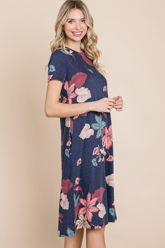 Take A Time Out Dress - Navy Floral
