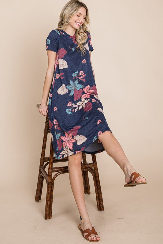 Take A Time Out Dress - Navy Floral