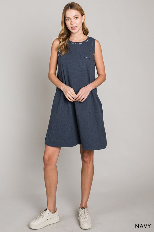 See You Every Time Tank Dress - Navy