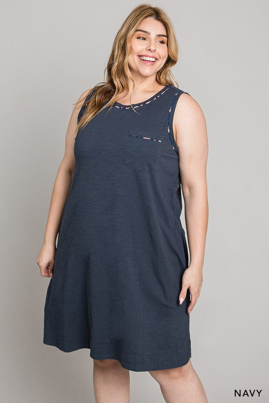 See You Every Time Tank Dress - Navy