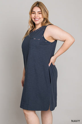 See You Every Time Tank Dress - Navy