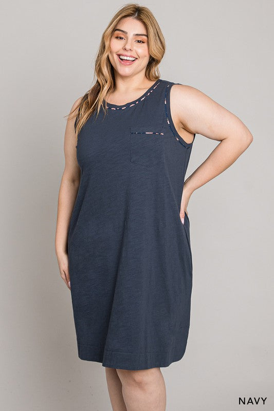 See You Every Time Tank Dress - Navy