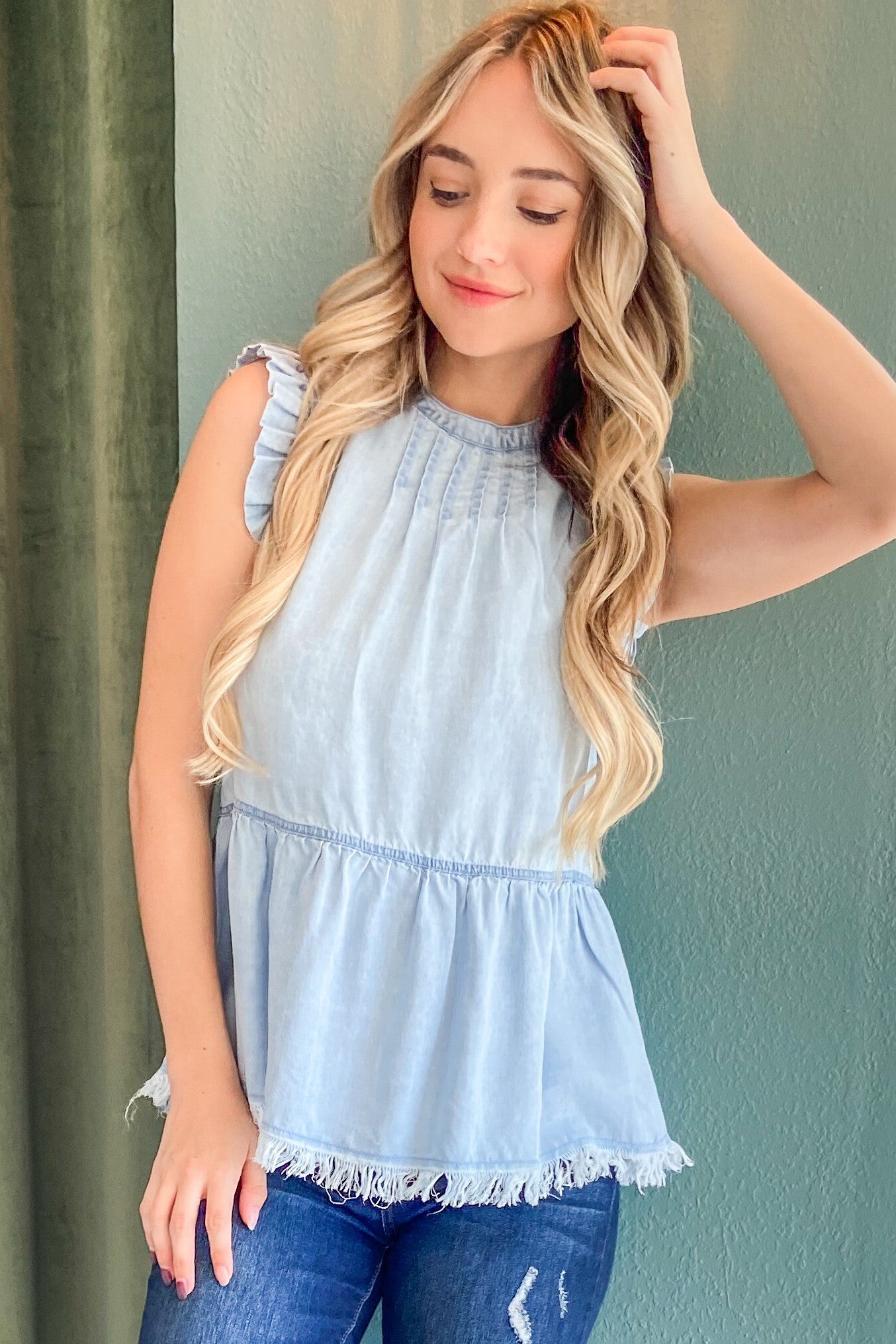 High Expectations Top - Light Wash