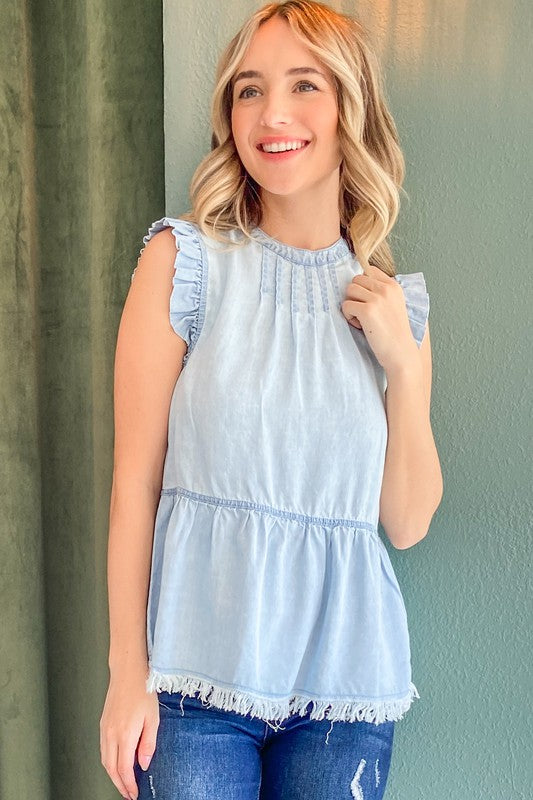 High Expectations Top - Light Wash