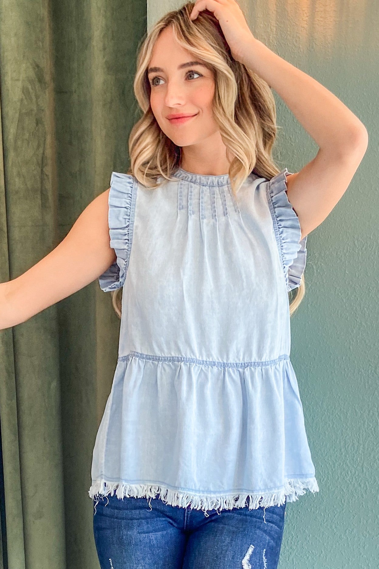 High Expectations Top - Light Wash