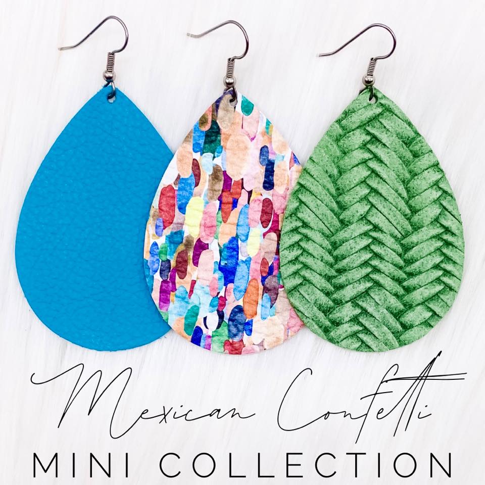 2.5" Mexican Confetti Collection Earrings - Summer Green Braided