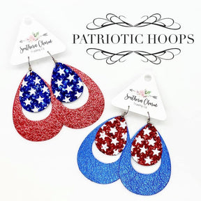 Patriotic Layered Hoops - Blue Metallic/Red Stars