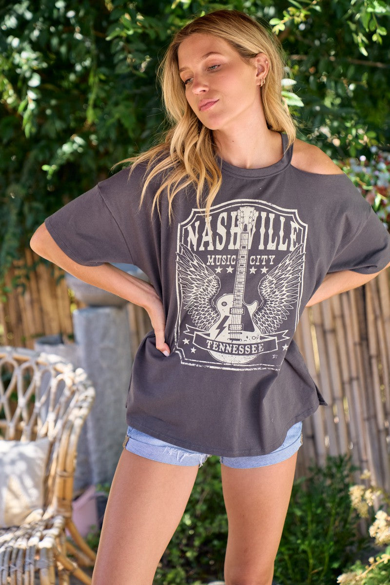 Nashville Cold Shoulder Graphic Tee