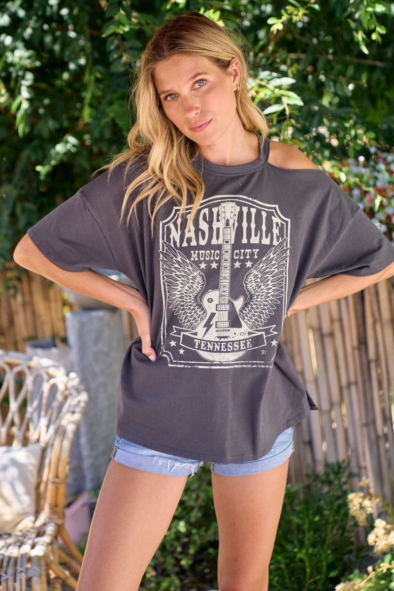 Nashville Cold Shoulder Graphic Tee