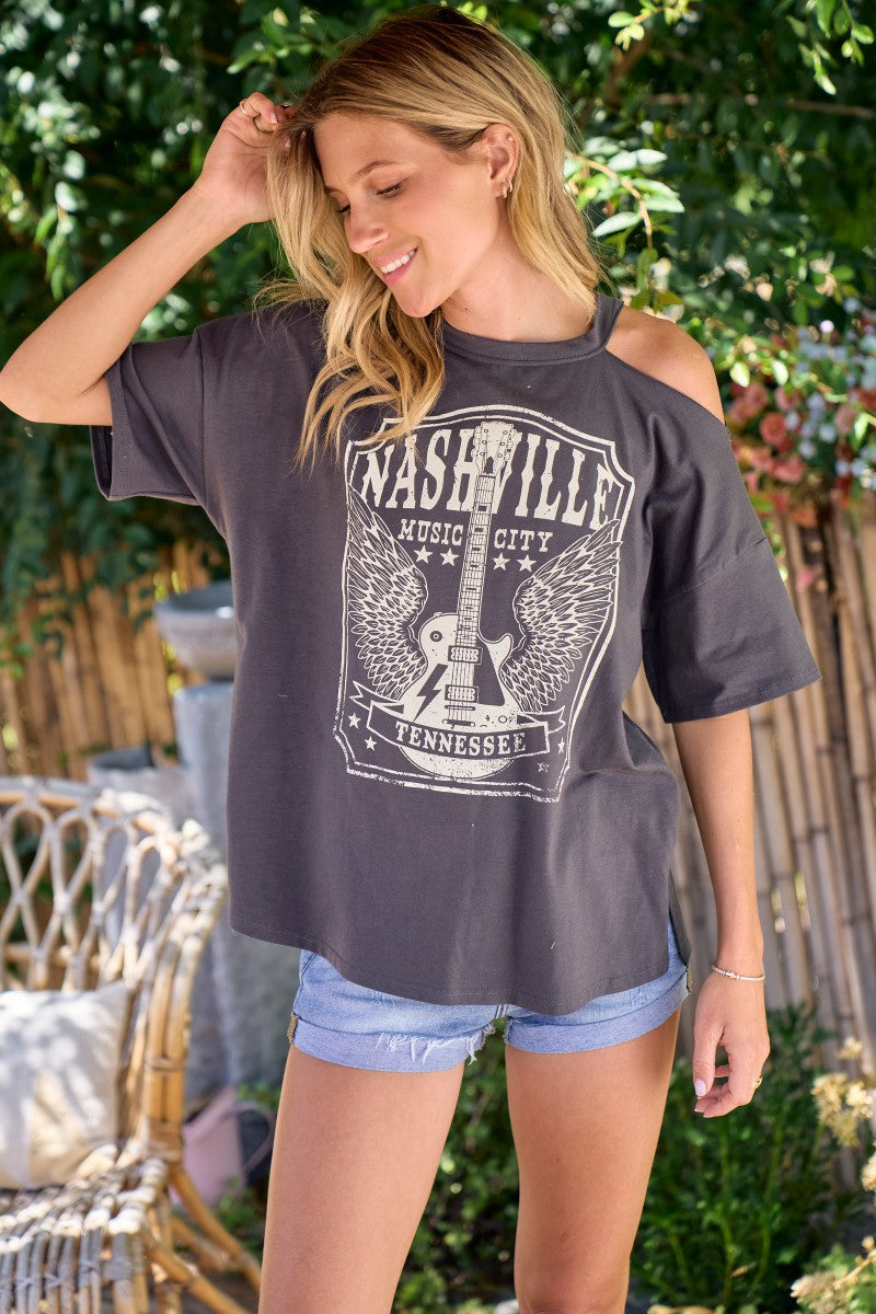 Nashville Cold Shoulder Graphic Tee