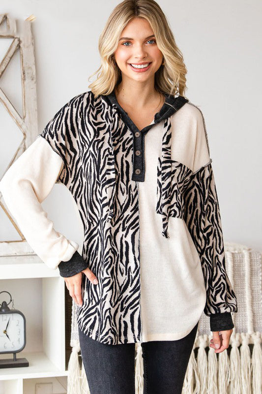 All We Know Zebra Hooded Top