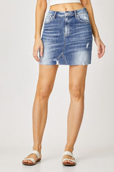 Risen Jeans Distressed Skirt - Medium Wash
