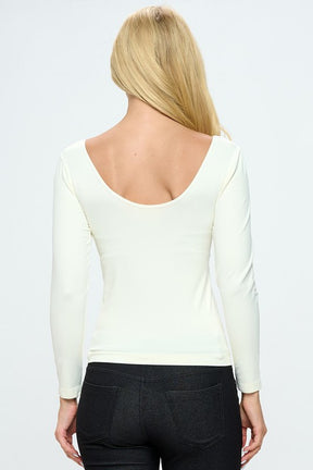 Seamless Reversible Long Sleeve Top - Ivory