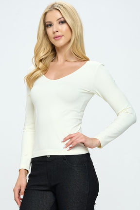 Seamless Reversible Long Sleeve Top - Ivory