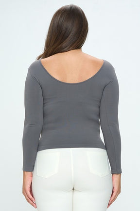 Seamless Reversible Long Sleeve Top - Charcoal