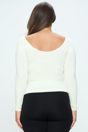 Seamless Reversible Long Sleeve Top - Ivory