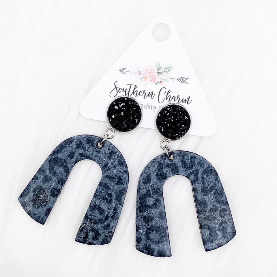 Black Sparkles and Grey Leopard Rainbow (Corkies)