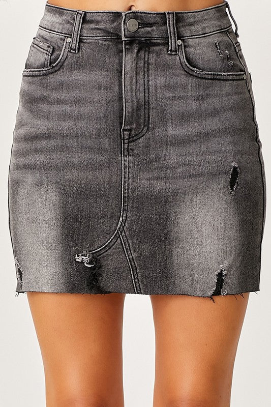 Risen Jeans Distressed Skirt - Black