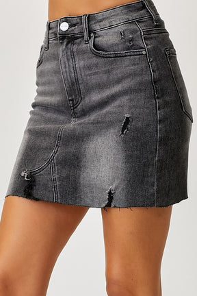 Risen Jeans Distressed Skirt - Black