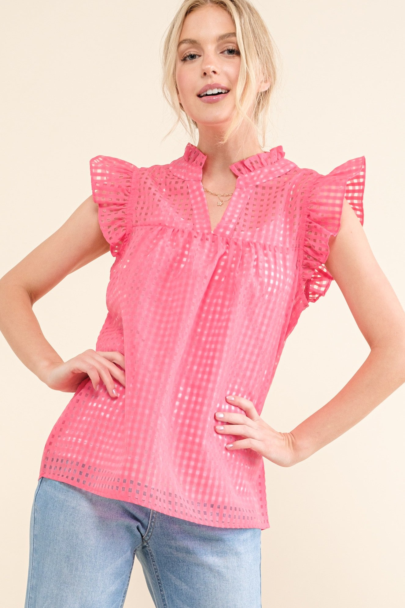 Wish We Could Gingham Blouse