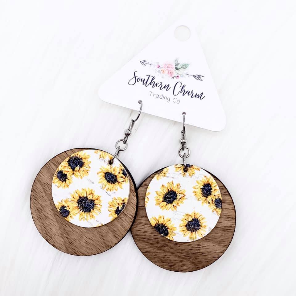 The Ella Collection - White Sunflower Earrings