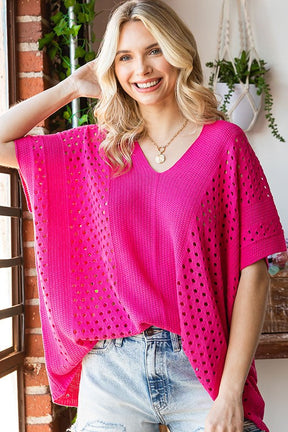 Know Your Blessings Pullover Top - Fuchsia