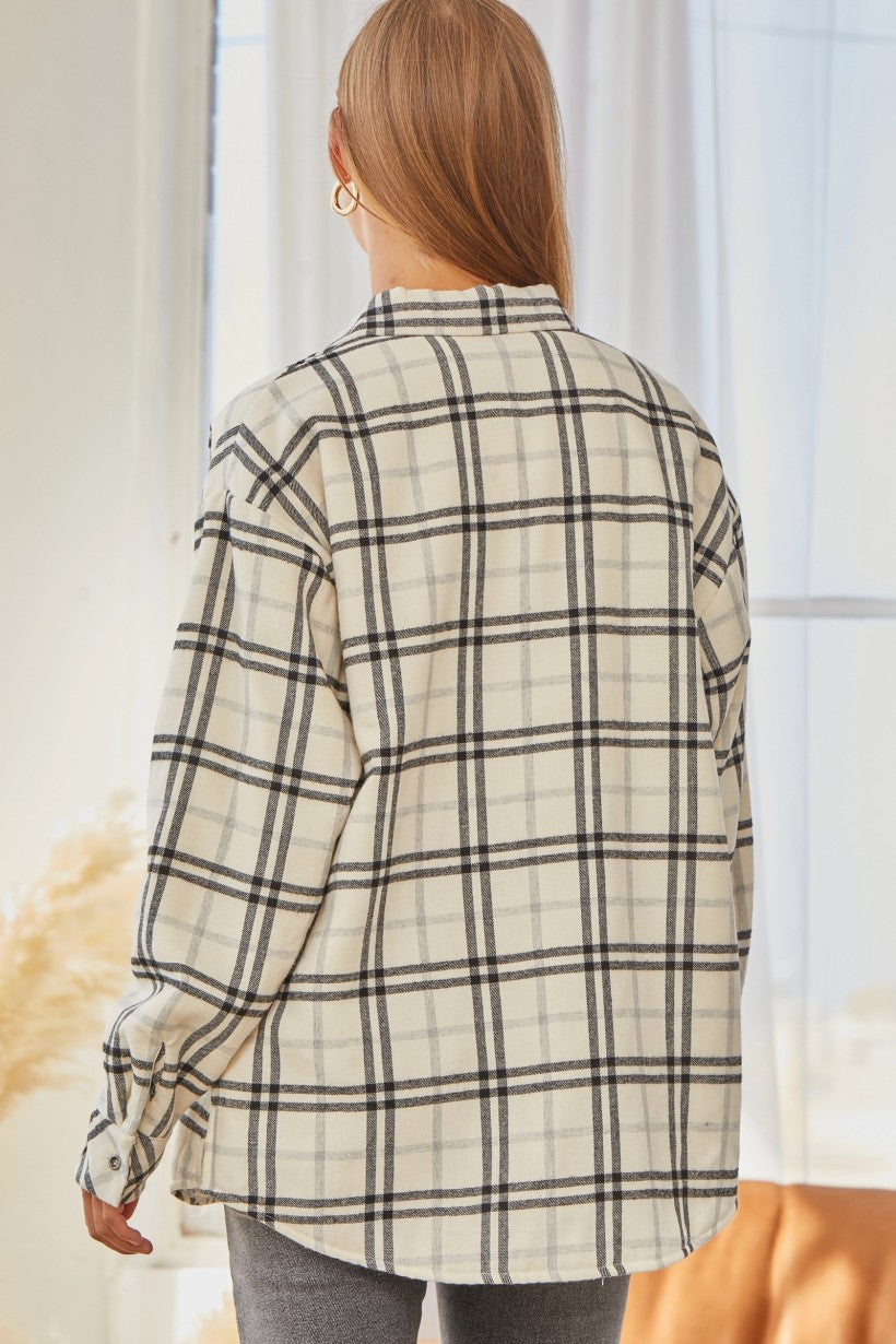 Hand in Hand Plaid Shacket - Ivory/Black