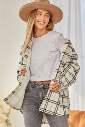 Hand in Hand Plaid Shacket - Ivory/Black