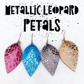 Metallic Leopard Petal Earrings - Rose Gold