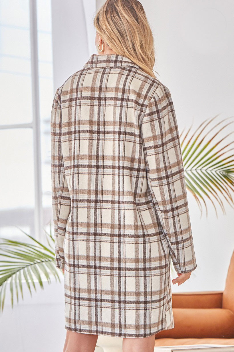 In The Air Plaid Jacket - Light Mocha